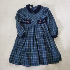 Vintage Bonnie Jean Blue Plaid Dress 4t